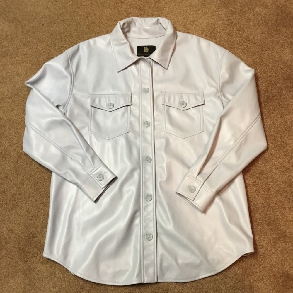 House of Harlow Faux Leather shirt jacket women’s SZ medium like new condition